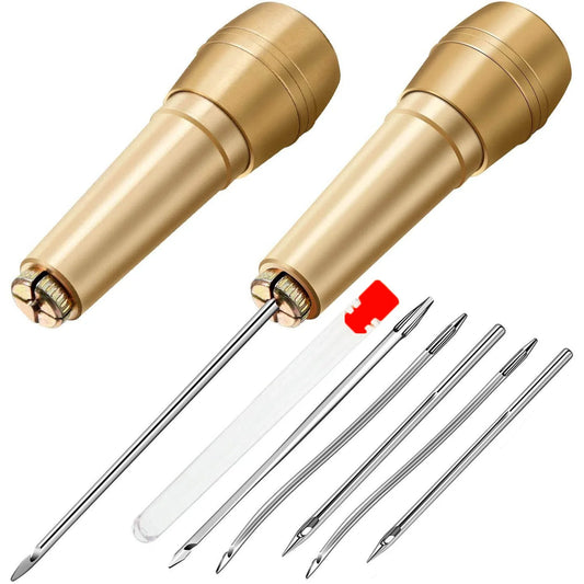 Rynx | 9 Piece Leather Sewing Kit - Includes Copper Handle Awl and Needle Set, Ideal for Repairing Leather, Canvas, Tents, and Shoes