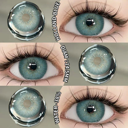 Rynx | 1 Pair New Colored Contact Lenses for Eyes Green Contact Lenses Fashion Blue Eye Lenses Annual Gray Beauty Contact Lenses