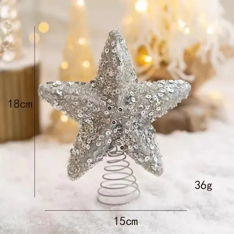 Rynx | 1 Set/New Christmas Tree Hanging Glittering Painted Colored Ball Gold Silver Champagne Glitter Stars Christmas New Year Decorating
