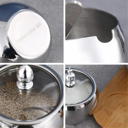 Rynx | Stainless Steel Spice Storage and Oil Sprayer Set - Essential Organizer for Culinary Lovers