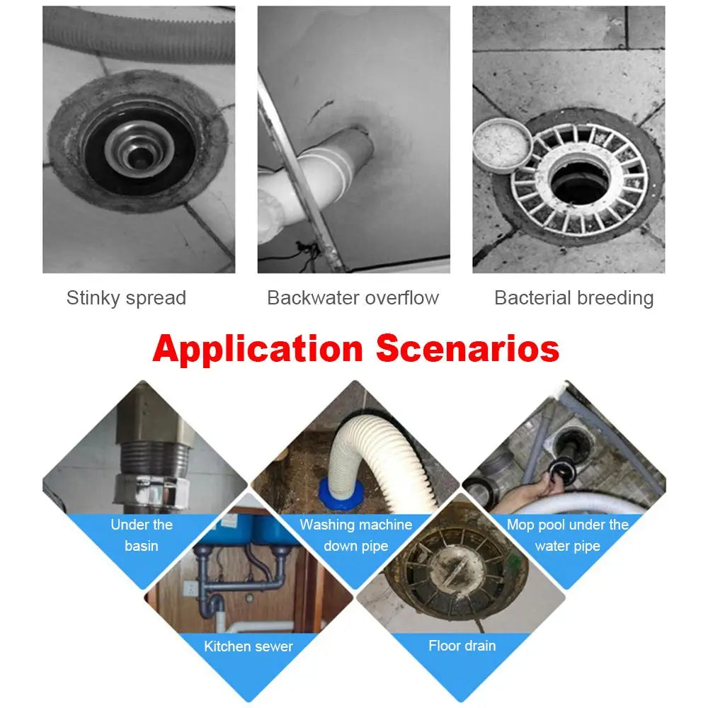 Rynx | Household Sewer Pipe Seal Ring - Anti-Odor Telescopic Washing Machine Floor Drain Plug Connector - Kitchen Bathroom Pipe Accessories