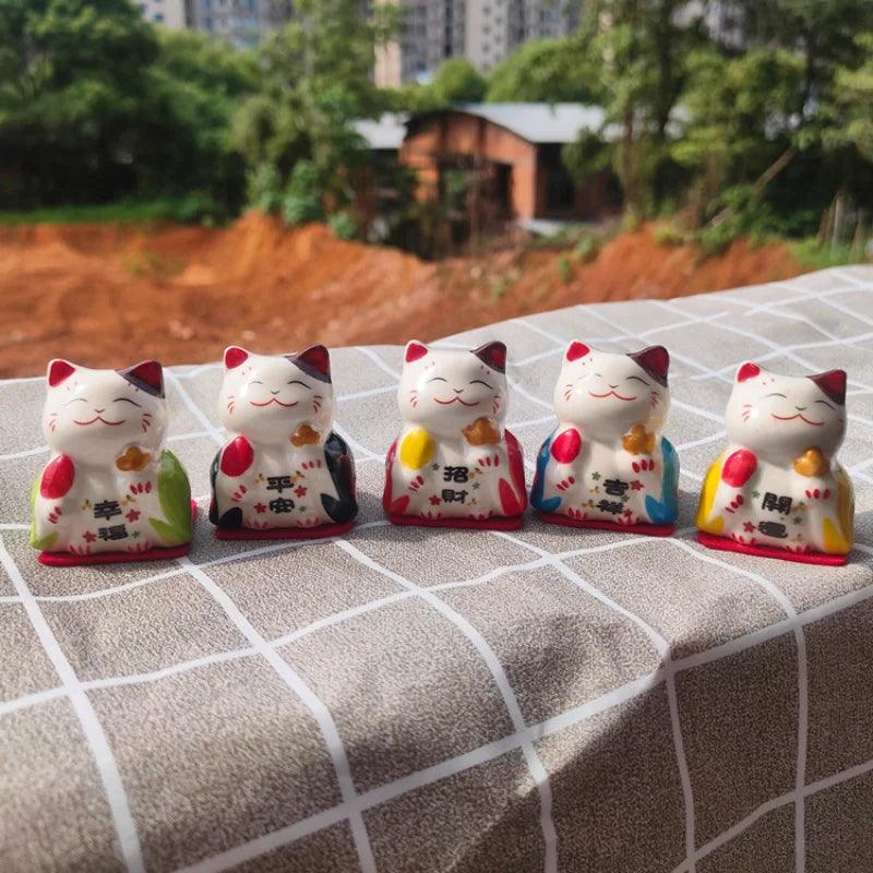Rynx | Charming Japanese Ceramic Lucky Cat Daruma Figurine for Home Decor and Gifts