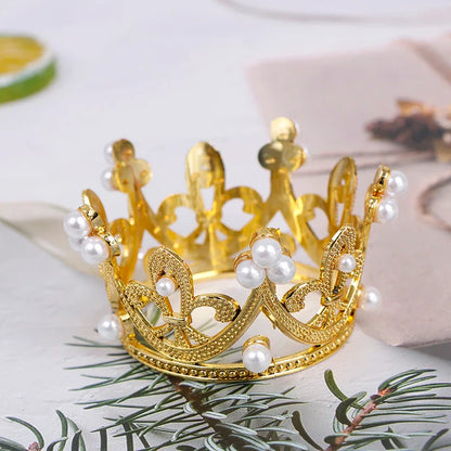 Rynx | Mini Pearl Crown Cake Topper – Romantic Garland & Hair Ornaments for Birthdays, Weddings & Parties
