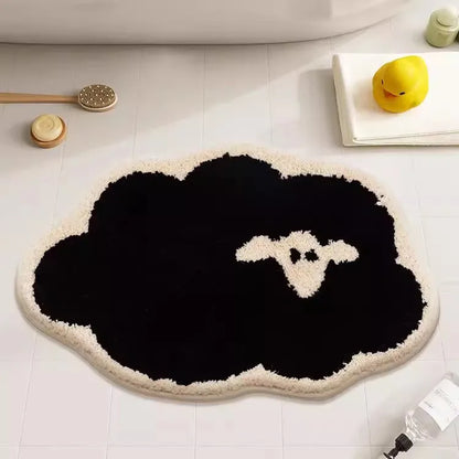 Rynx | Tufting Black White Clouds Bathroom Mat Bath Mat Carpet Floor Mat Non-Slip Pad Aesthetic Home Decor 40x60cm