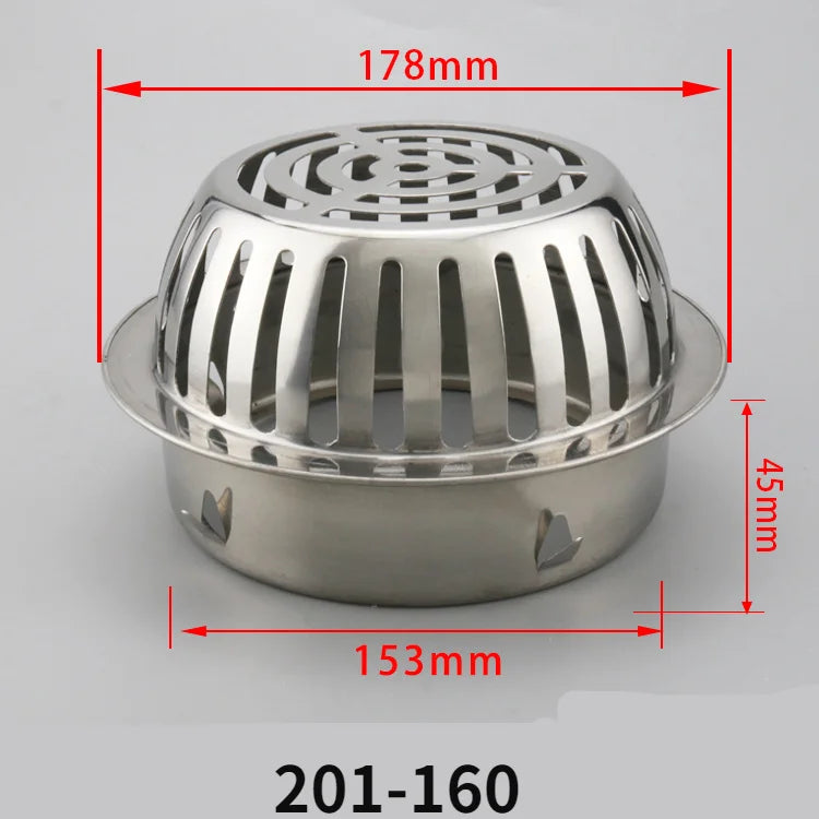 Rynx | Stainless Steel Round Balcony Roof Floor Drain - Large Displacement, Anti-Blocking Outdoor Rain Bucket Drainage