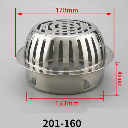 Rynx | Stainless Steel Round Balcony Roof Floor Drain - Large Displacement, Anti-Blocking Outdoor Rain Bucket Drainage