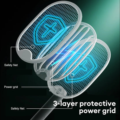 Rynx | Foldable Electric Mosquito Killer Fly Catcher USB Rechargeable Mosquito Racket Insect Killer with UV Light Bug Zapper 3000V