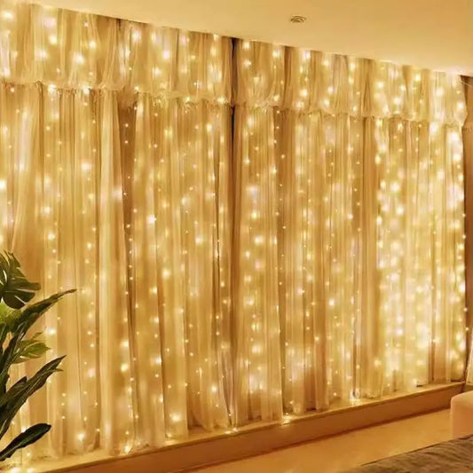 Rynx | 6/4/3M USB Curtain String Lights 8 Modes Bedroom Home Christmas Tree Garland Light Wedding Christmas Holiday Decor Fairy Lights