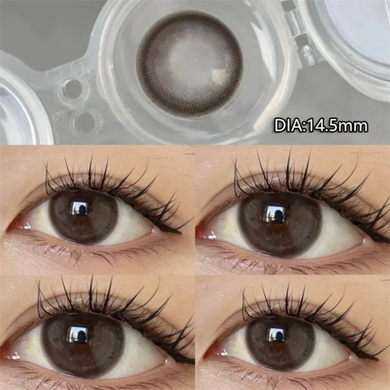 Rynx | 2pcs Annual Contact Lenses Eye Black Natural Color Contact Lenses Round Soft Lenses Prescription Myopic Students Color Cosmetics