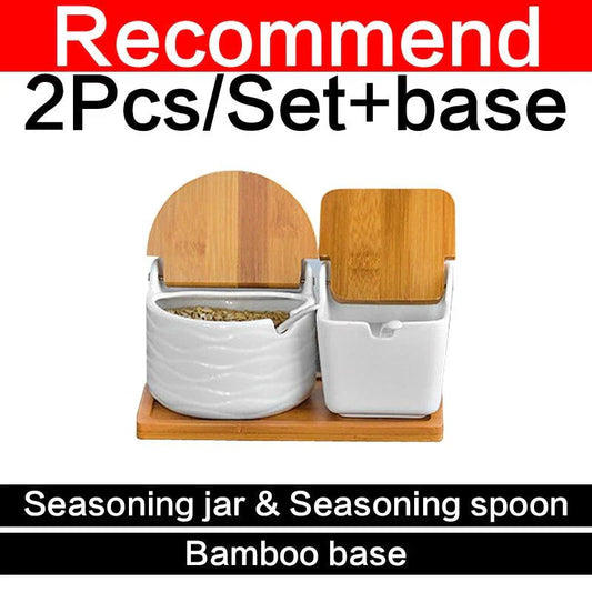 Rynx | Chic European ceramic spice storage set with salt box & spice organizer