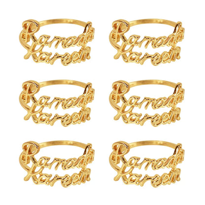 Rynx 2/6Pieces Ramadan Kareem Napkin Rings Eid Mubarak Muslim Islamic Dining Table Home Decoration Alloy Napkin Buckle Ramadan Gift