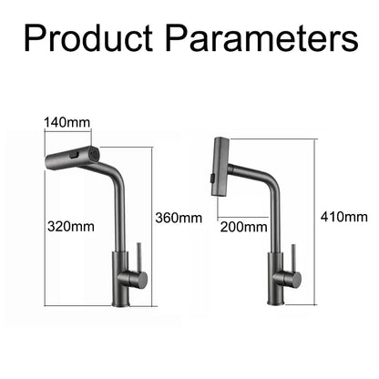 Rynx | YCRAYS Black Kitchen Faucets - Gray Pull Out Rotation Waterfall Stream Sprayer Head Sink Mixer, Brushed Nickel Water Tap Accessory