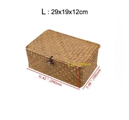 Rynx | Natural Seaweed Laundry Basket with Lid - Stylish Basket for Bath Items, Cosmetics, and Towels