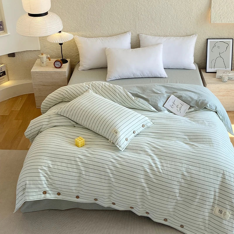 Rynx | 100% Cotton Duvet Cover Stripes Bedspread Skin-friendly Bedding Comforter Cover High-quality Duvet Cover duvet cover