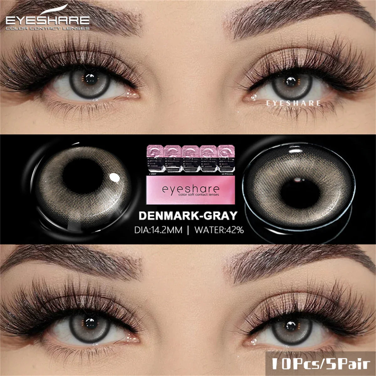 Rynx | Daily Lens 10pcs/5pairs Colored Contact Lenses Natural Gray Contact Daily Disposable 1 Day Use Colored Make-up Lenses