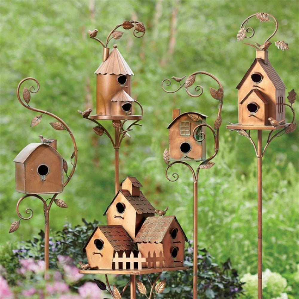 Rynx | FeatherNest Metal Art Birdhouse on Garden Stake