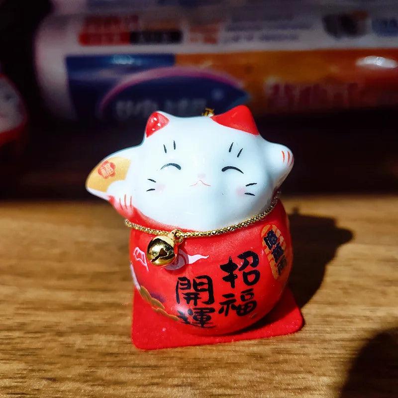Rynx | Charming Japanese Ceramic Lucky Cat Daruma Figurine for Home Decor and Gifts