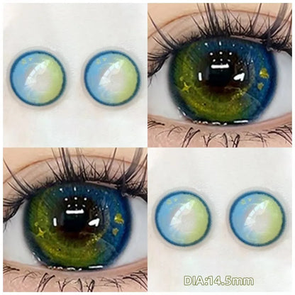 Rynx | 1 Pair (2 pieces) Prescription glasses with diopters colored contact lenses for eye beauty blue green eye color lenses nearsightedness