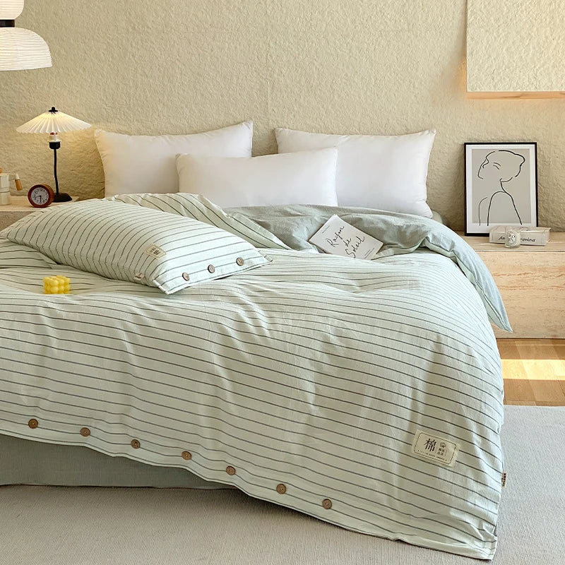 Rynx | 100% Cotton Duvet Cover Stripes Bedspread Skin-friendly Bedding Comforter Cover High-quality Duvet Cover duvet cover