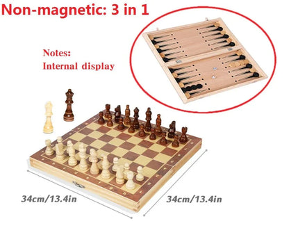 RYNX | Large Wooden Folding Magnetic Chess Set No magnet-34cm
