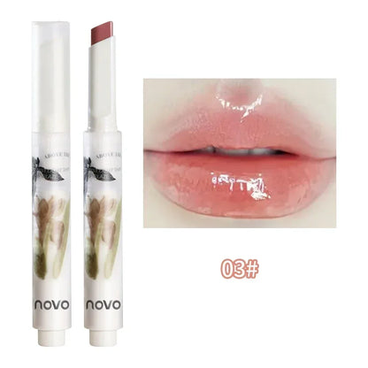Rynx | Thin Tube Flower Lipstick Pencil Heart-Shaped Gel Lipstick Pencil Makeup Long-Lasting Moisturizing Lip Lacquer Girls Korean Cosmetics