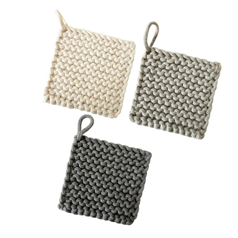 Rynx | Woven Pot Holder Cotton Coaster Heat Resistant Cup Mug Mat Coffee Tea Hot Drink Coaster Placemat Table Decoration Accessories