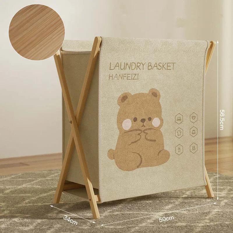 Rynx | Chic foldable laundry basket with lid - Elegant cotton-linen organizer for stylish home storage