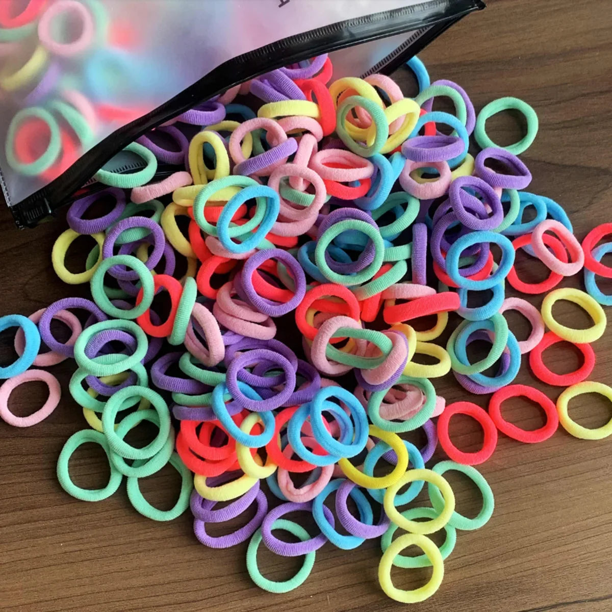 Rynx | 50/100pcs Colored Hair Ties for Kids: Elastic Hair Ties