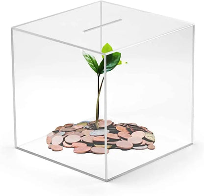Rynx | 2023 Upgraded Piggy Bank for Adults - Clear Acrylic Money Saving Bank, Break to Open, Designed for Saving Only
