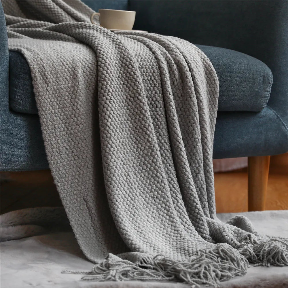 Rynx | Autumn knitted blanket Light gray