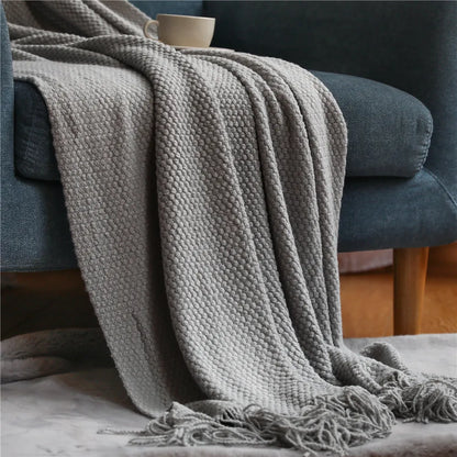 Rynx | Autumn knitted blanket Light gray