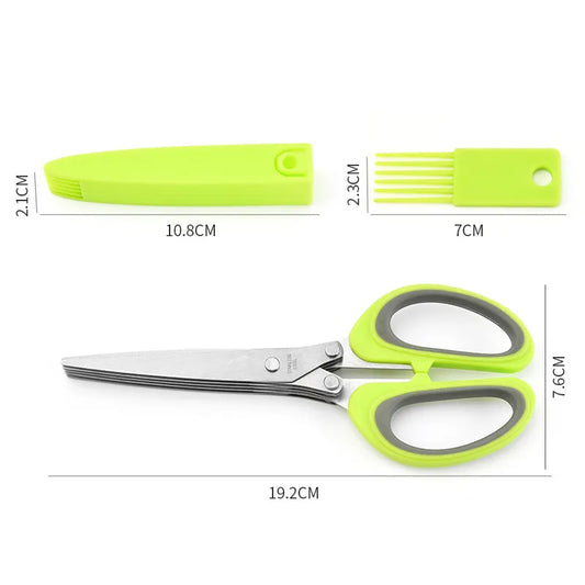 Rynx | Stainless Steel Multi-Layer Kitchen Scissors for Herbs, Green Onions, and Vegetables with Safety Cover