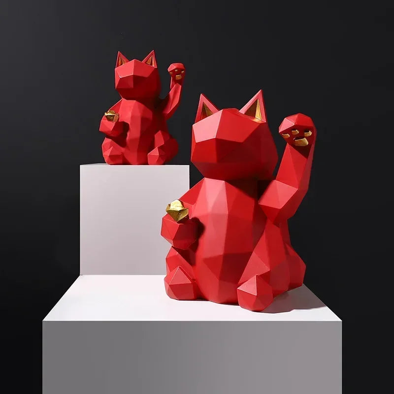 Rynx | Nordic Minimalism Geometry Lucky Cat Statues