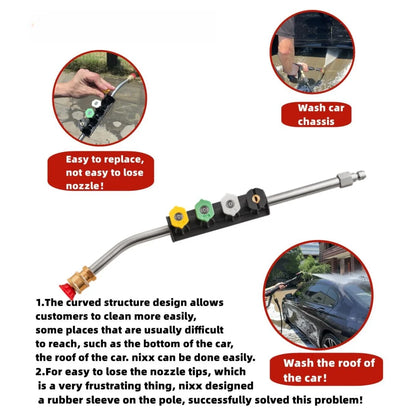 Rynx | 15-Inch Pressure Washer Wand with 30-Degree Curved Extension - Includes 5 Spray Nozzles and Nozzle Holder - 1/4 Inch Quick Connect