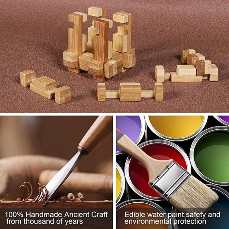 Rynx | Bamboo Kong Ming Lock Puzzle - Creative 3D Logic Challenge for Kids