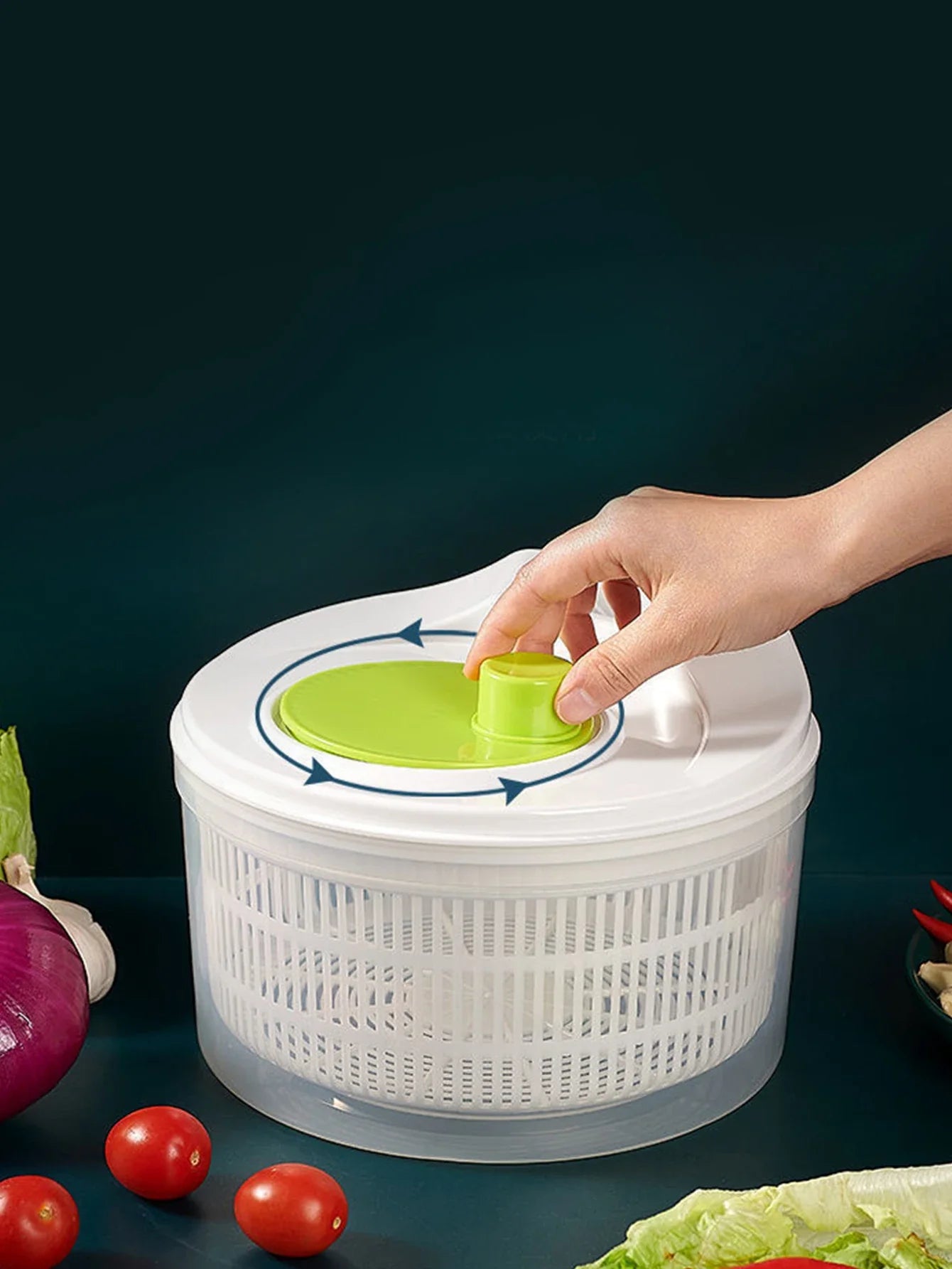 Rynx | Creative Manual Vegetable Dehydrator and Salad Spinner: Hand Crank Kitchen Gadget for Efficient Fruit and Vegetable Drying