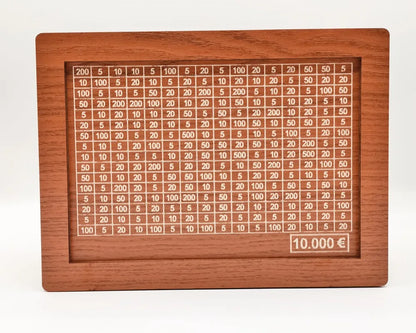Rynx | Euro Money Box Wooden Piggy Bank - Available in 1000/2000/3000/5000/10000, Reusable with Saving Goal and Number Boxes
