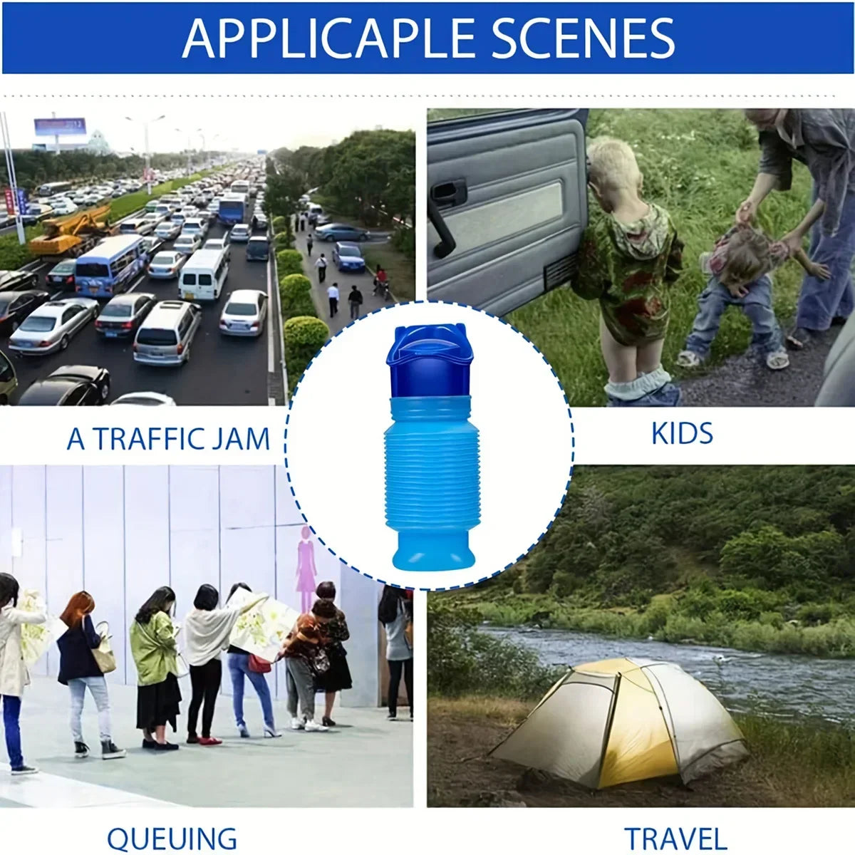 Rynx | Ansblue 750ML Portable Mini Toilet Urine Bag - Foldable and Compact for Travel, Camping, and Hiking, Suitable for Women, Men, and Children