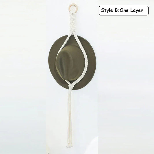 Rynx | Nordic Boho Cotton Hanging Organizer: Hat & Scarf Storage with Macrame Tapestry Touch