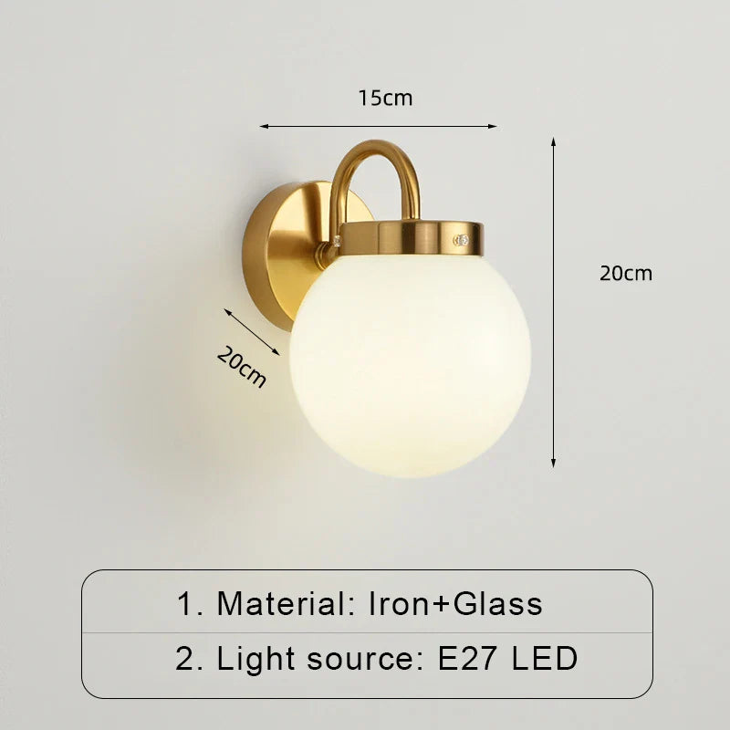 Rynx | ModernWall - Nordic LED Wall Lamp with Glass Dome for Atmospheric Indoor Lighting