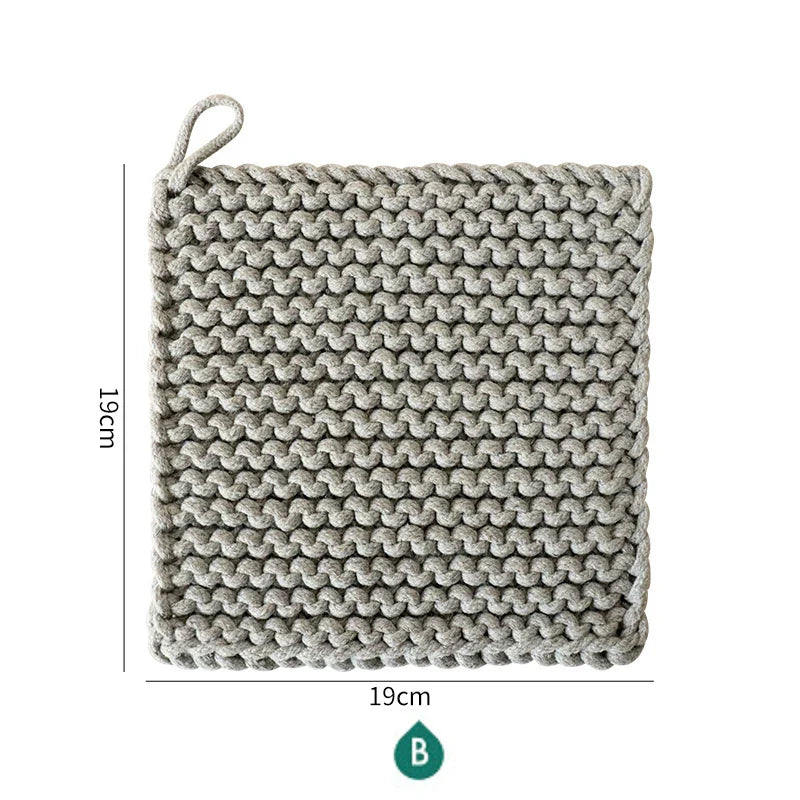 Rynx | Woven Pot Holder Cotton Coaster Heat Resistant Cup Mug Mat Coffee Tea Hot Drink Coaster Placemat Table Decoration Accessories