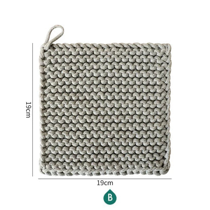 Rynx | Woven Pot Holder Cotton Coaster Heat Resistant Cup Mug Mat Coffee Tea Hot Drink Coaster Placemat Table Decoration Accessories