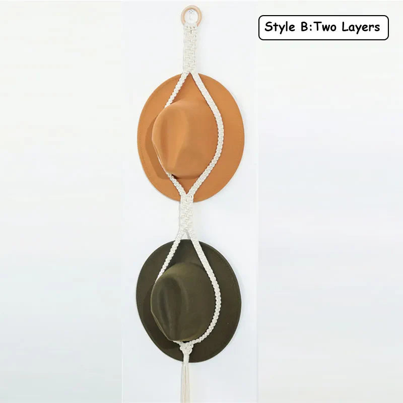 Rynx | Nordic Boho Cotton Hanging Organizer: Hat & Scarf Storage with Macrame Tapestry Touch