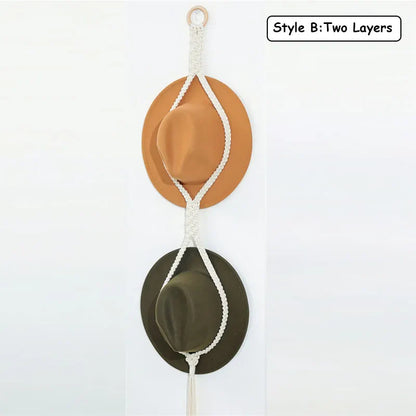 Rynx | Nordic Boho Cotton Hanging Organizer: Hat & Scarf Storage with Macrame Tapestry Touch