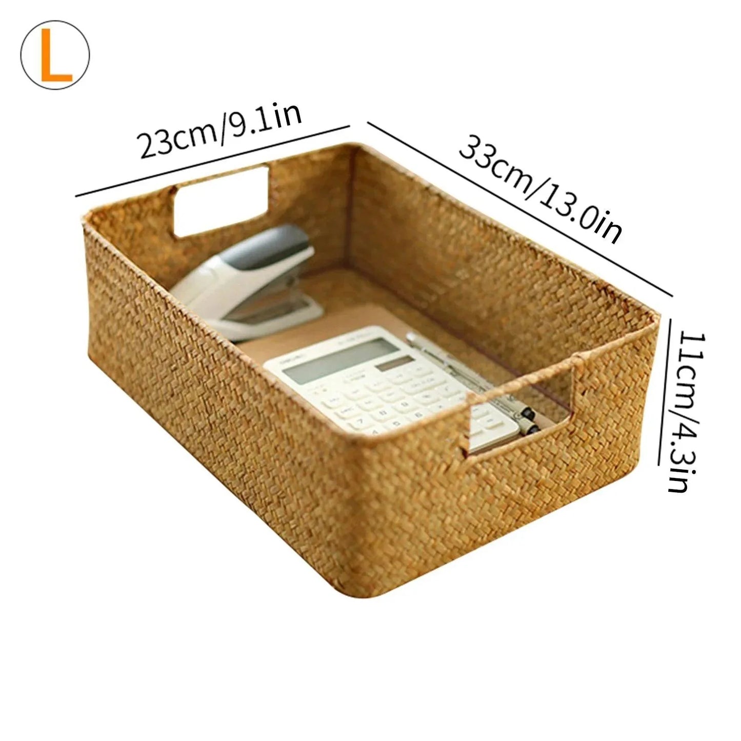 Rynx | Natural Seaweed Organizer Basket with Lid - Stylish Storage Solution for Cosmetics, Small Items, and Laundry