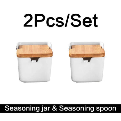 Rynx | Chic European ceramic spice storage set with salt box & spice organizer