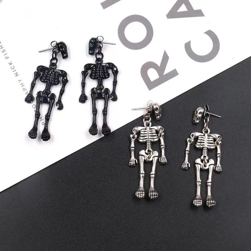 Rynx | Vintage Halloween Skull Skeleton Drop Earrings