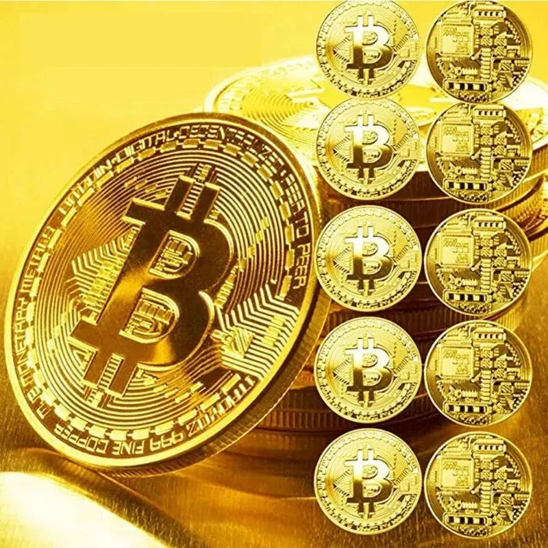 Rynx | Gold Plated Bitcoin Coin – Collectible Art and Commemorative Gift | Casascius Metal Antique Imitation for Birthdays