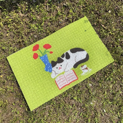 Rynx | Cuttable PVC cute cat welcome mat entrance mat rug anti-dust floor organizer cushion hallway outdoor home decor 45x70cm
