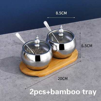 Rynx | Stainless Steel Spice Storage and Oil Sprayer Set - Essential Organizer for Culinary Lovers